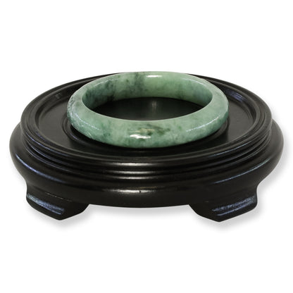 Green Jadeite Jade Carved Half Round Bangle 61+MM | UPC #407817