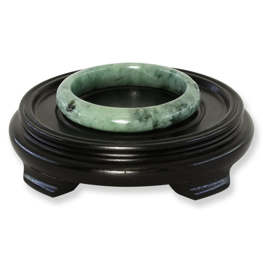 Green Jadeite Jade Carved Half Round Bangle 61+MM | UPC #407817