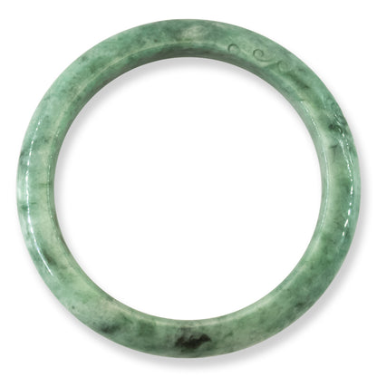 Green Jadeite Jade Carved Half Round Bangle 61+MM | UPC #407817