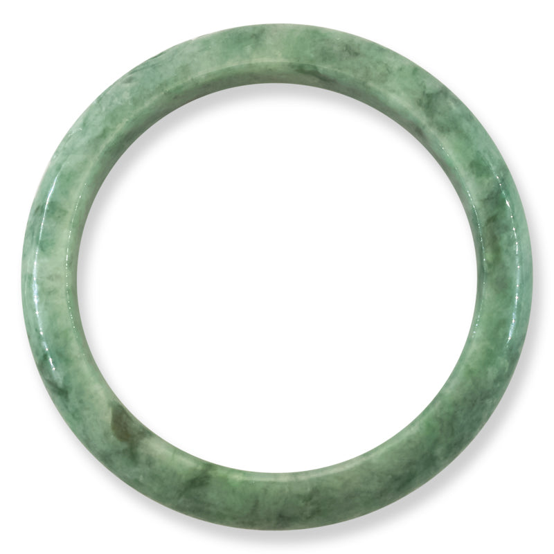 Green Jadeite Jade Carved Half Round Bangle 61+MM | UPC #407817