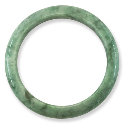 Green Jadeite Jade Carved Half Round Bangle 61+MM | UPC #407817