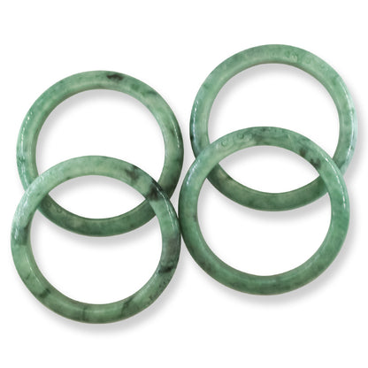 Green Jadeite Jade Carved Half Round Bangle 61+MM | UPC #407817