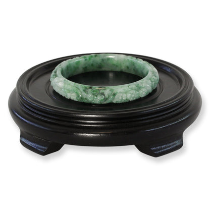 Green Carved Jadeite Jade Half Round Bangle 58.9mm |UPC #405301