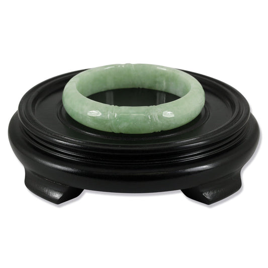 Green Jadeite Jade Carved Half Round Bangle 60mm | UPC #289307