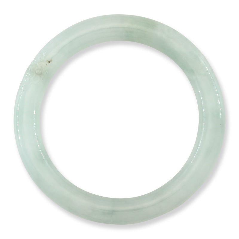 Green Jadeite Jade Carved Cylindrical Bangle | Size 57.8MM | UPC #308282