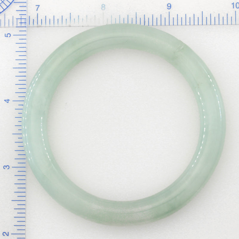 Green Jadeite Jade Carved Cylindrical Bangle | Size 57.8MM | UPC #308282