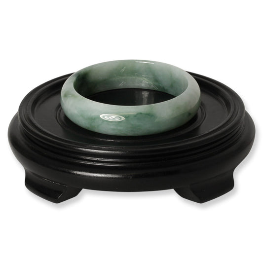 Green Jadeite Jade Carved Half Round Bangle Size 61.5MM | UPC #267299
