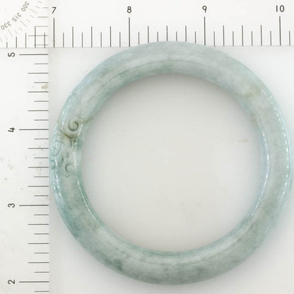 Green Carved Jadeite Jade Half Round Bangle 59.2mm |UPC #253230