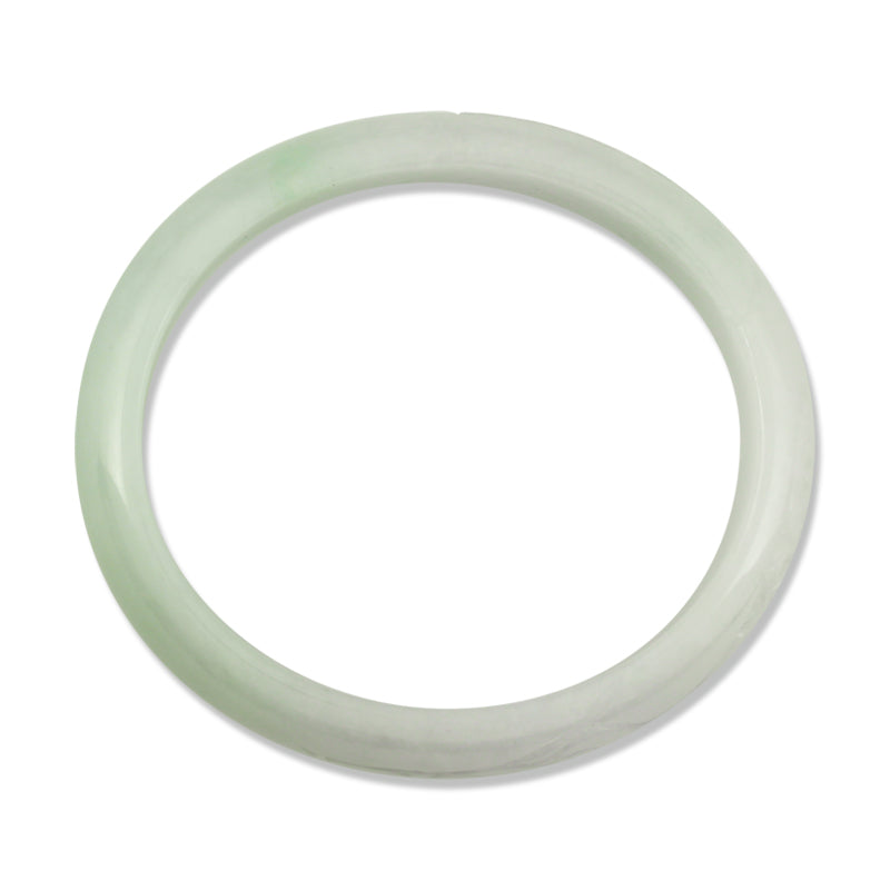 Small Oval-Shaped Lavender & Green Jadeite Jade Carved Half Round Bangle 52.5 X 46.7MM UPC #379039