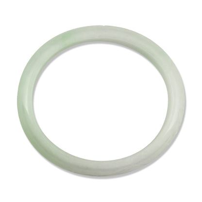 Small Oval-Shaped Lavender & Green Jadeite Jade Carved Half Round Bangle 52.5 X 46.7MM UPC #379039