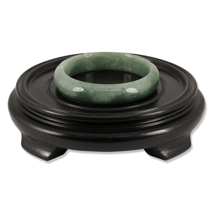 Green Jadeite Jade Half Round Carved Bangle 57.6mm |UPC #380219
