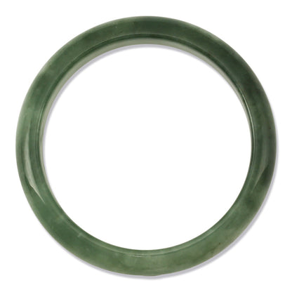 Green Jadeite Jade Half Round Carved Bangle 57.6mm |UPC #380219