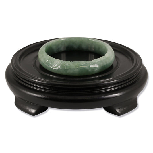Green Jadeite Jade Half Round Carved Bangle 57.6mm |UPC #380219