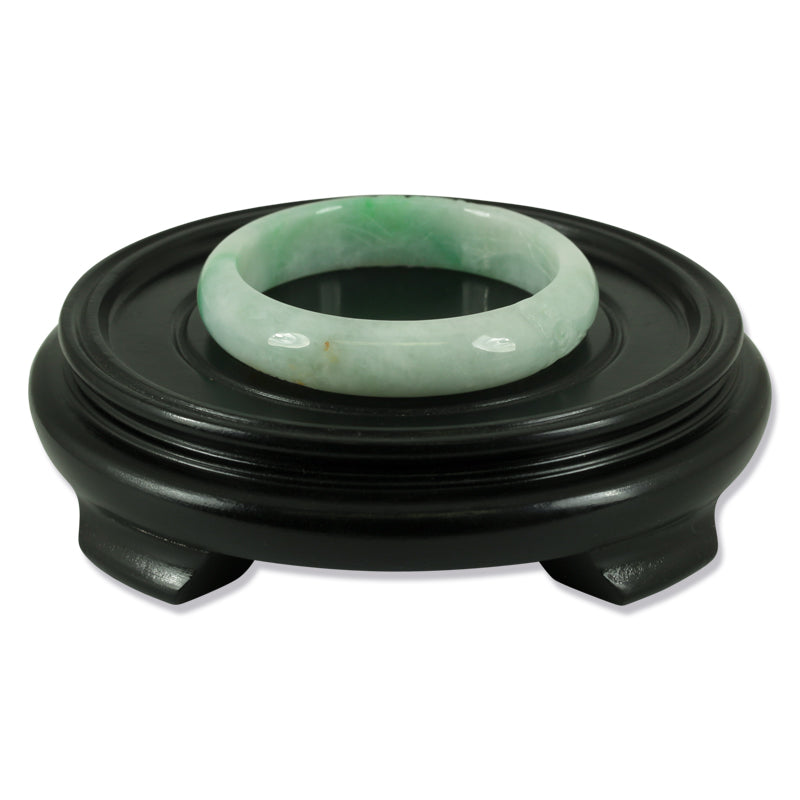 GREEN JADEITE JADE CARVED HALF ROUND BANGLE 57MM UPC #380196