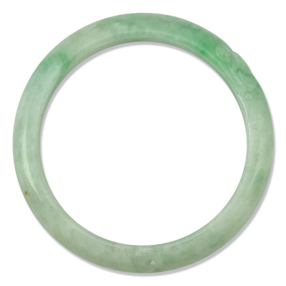 GREEN JADEITE JADE CARVED HALF ROUND BANGLE 57MM UPC #380196