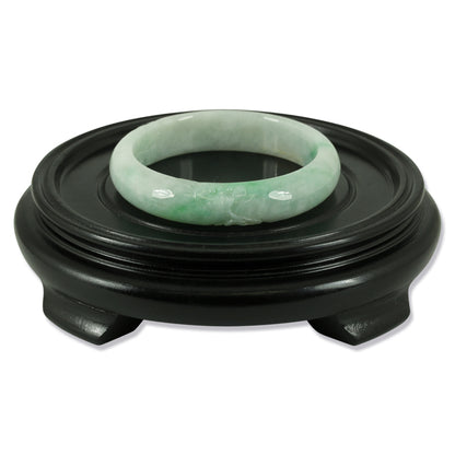 GREEN JADEITE JADE CARVED HALF ROUND BANGLE 57MM UPC #380196