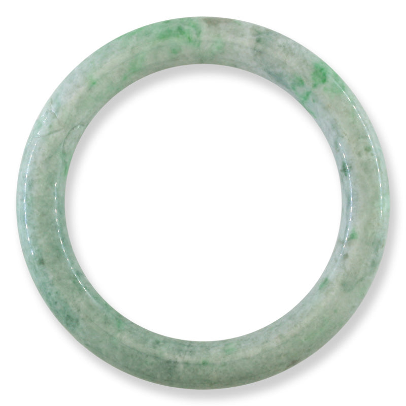 Green Jadeite Jade Carved Cylindrical Bangle 59.3MM | UPC #408203
