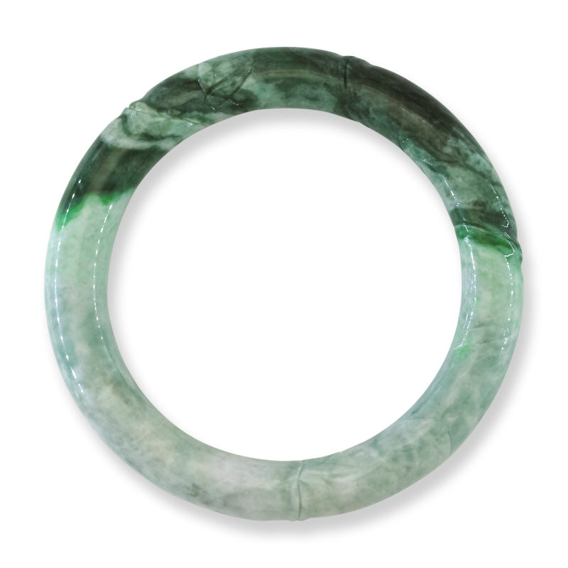 Green Jadeite Jade Carved Cylindrical Bangle 57.7MM | UPC #408180