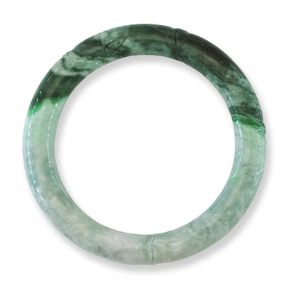 Green Jadeite Jade Carved Cylindrical Bangle 57.7MM | UPC #408180