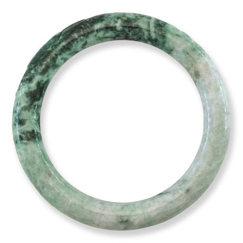 Green Jadeite Jade Carved Cylindrical Bangle 60.2MM | UPC #408173