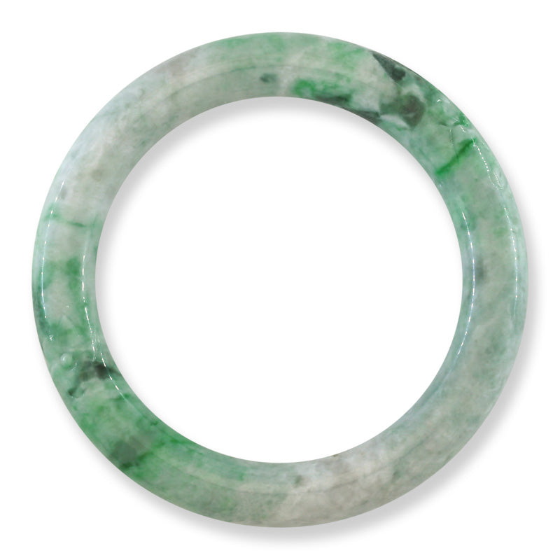 Green Jadeite Jade Carved Cylindrical Bangle 57.5MM | UPC #408166