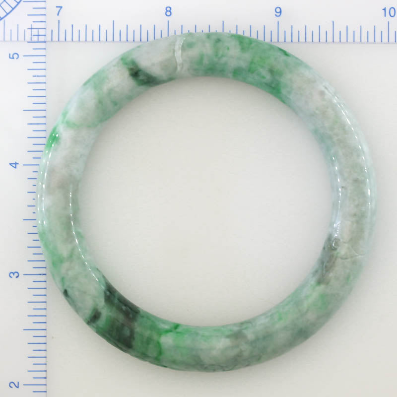 Green Jadeite Jade Carved Cylindrical Bangle 57.5MM | UPC #408166