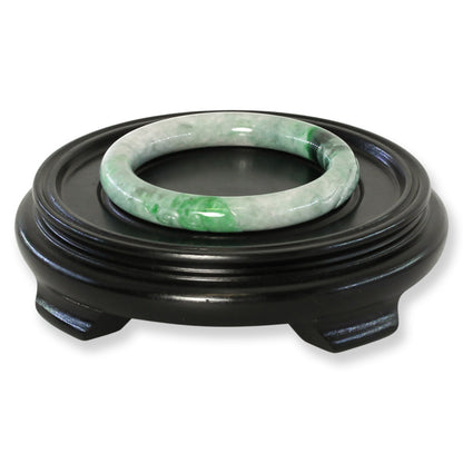 Green Jadeite Jade Carved Cylindrical Bangle 59.5MM | UPC #408159