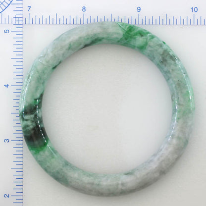 Green Jadeite Jade Carved Cylindrical Bangle 59.5MM | UPC #408159