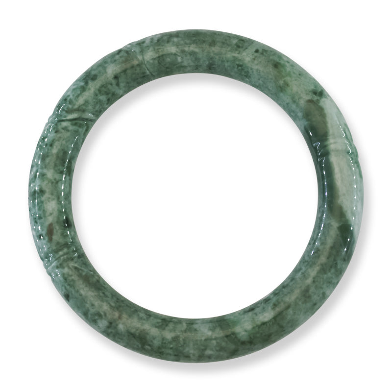 Green Jadeite Jade Carved Cylindrical Bangle 56.5MM | UPC #408142