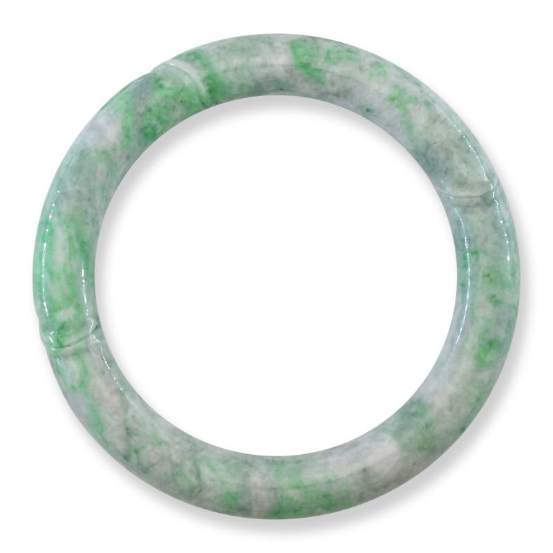 Green Jadeite Jade Carved Cylindrical Bangle 59.3MM | UPC #408135