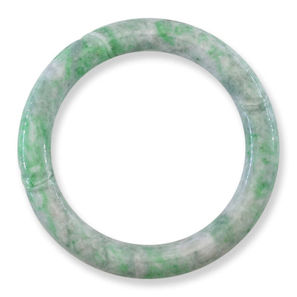 Green Jadeite Jade Carved Cylindrical Bangle 59.3MM | UPC #408135