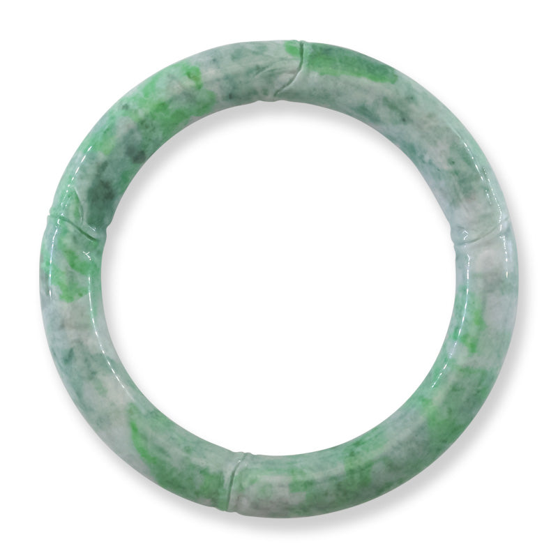 Green Jadeite Jade Carved Cylindrical Bangle 57-58MM | UPC #408128