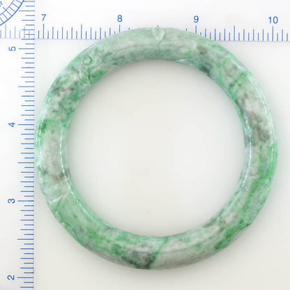 Green Jadeite Jade Carved Cylindrical Bangle 57-58MM | UPC #408128