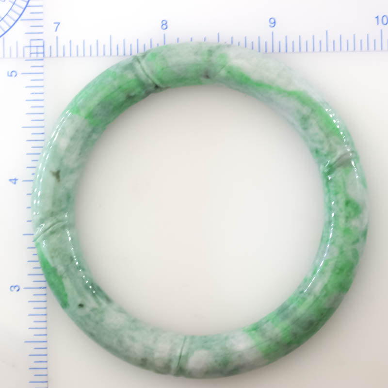 Green Jadeite Jade Carved Cylindrical Bangle 57-58MM | UPC #408128