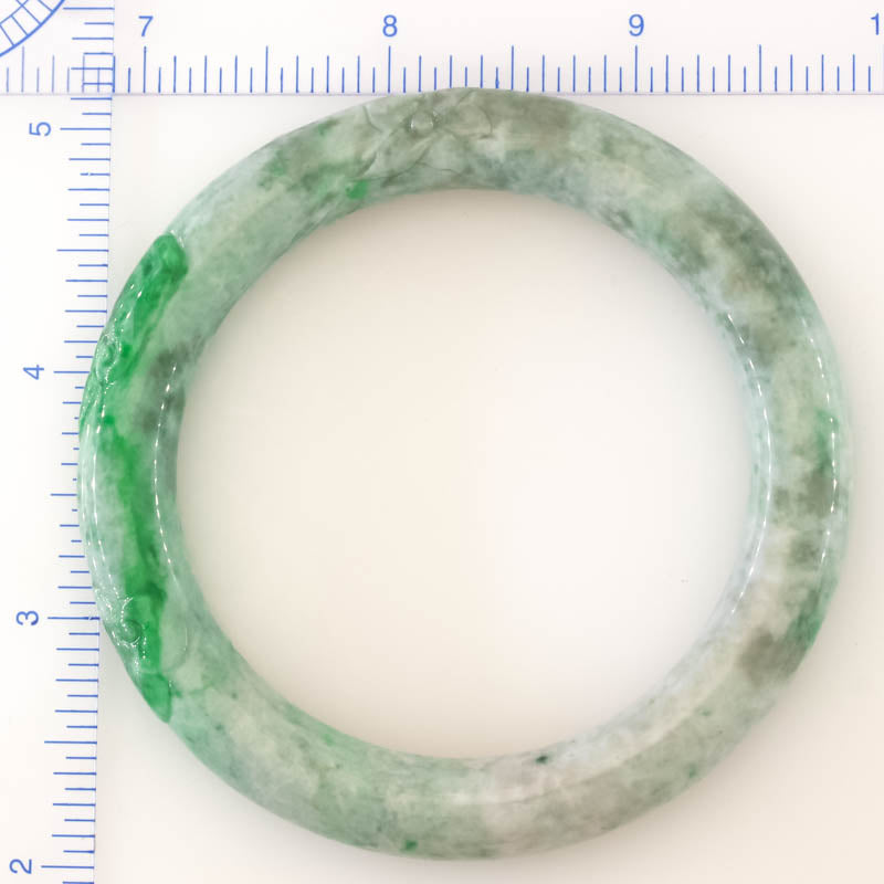Green Jadeite Jade Carved Cylindrical Bangle 57.9MM | UPC #408111