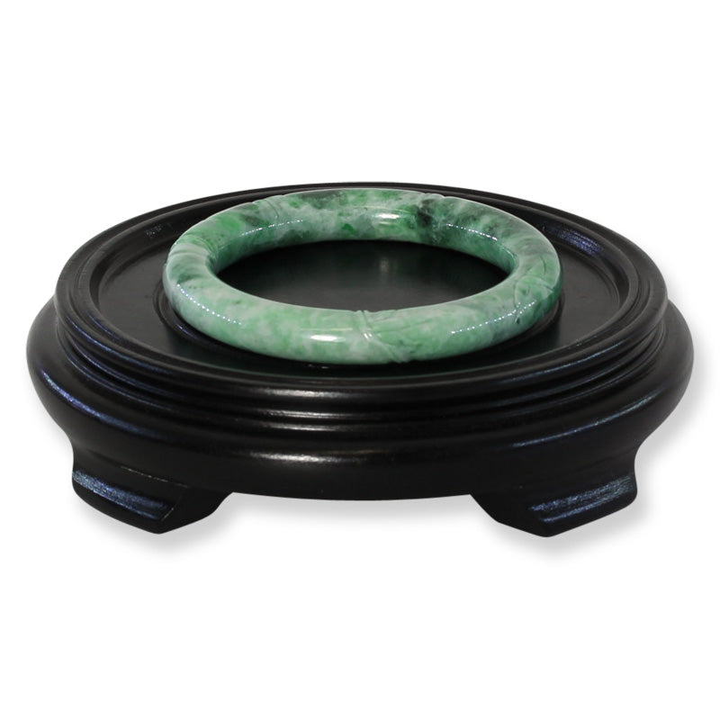 Green Jadeite Jade Carved Cylindrical Bangle 58-59MM | UPC #408104