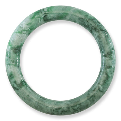 Green Jadeite Jade Carved Cylindrical Bangle 58-59MM | UPC #408104