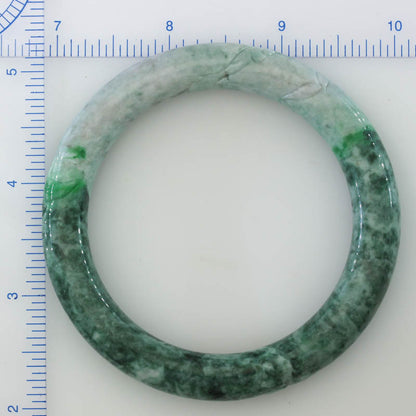 Green Jadeite Jade Carved Cylindrical Bangle 58-59MM | UPC #408104