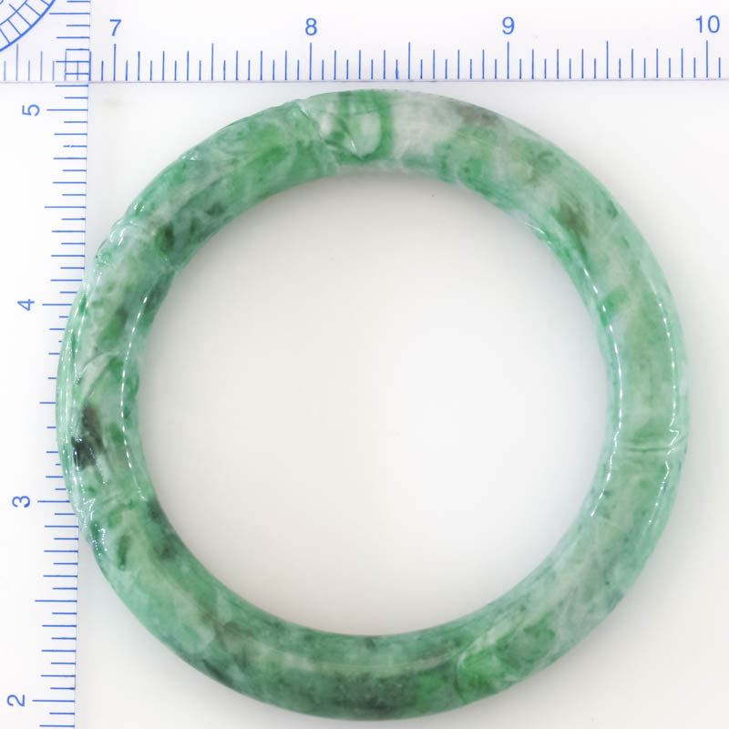 Green Jadeite Jade Carved Cylindrical Bangle 58-59MM | UPC #408104