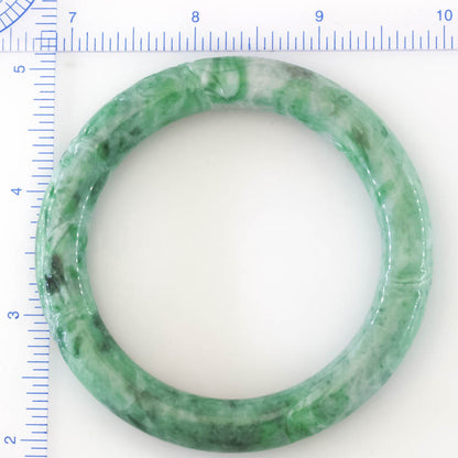 Green Jadeite Jade Carved Cylindrical Bangle 58-59MM | UPC #408104