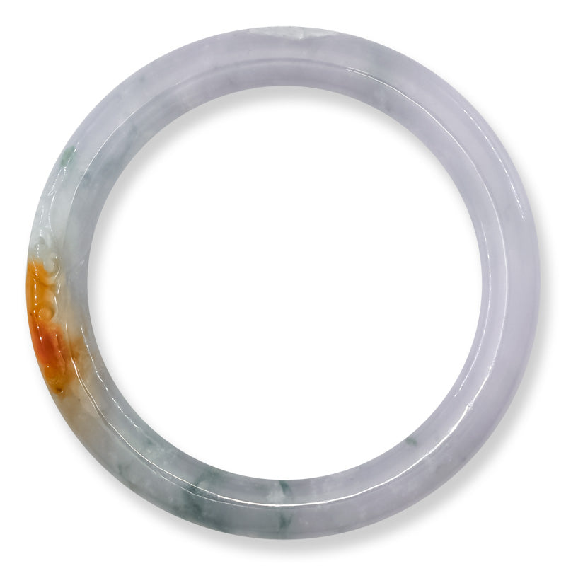 Lavender, Red and Green Jadeite Jade Cylindrical Bangle 57.6MM | UPC #407640