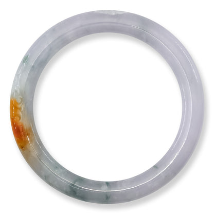 Lavender, Red and Green Jadeite Jade Cylindrical Bangle 57.6MM | UPC #407640