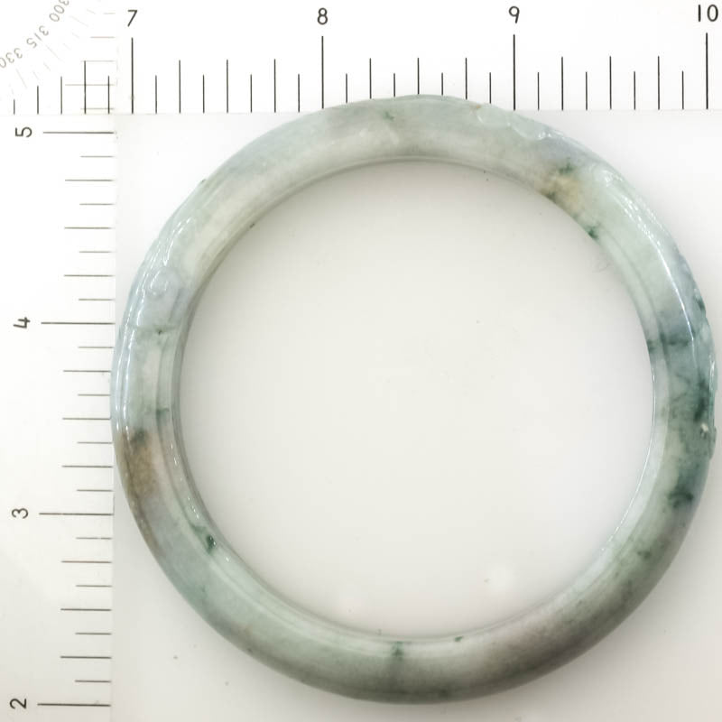 Green Jadeite Jade Carved Half Round Bangle 62.7MM | UPC #407855