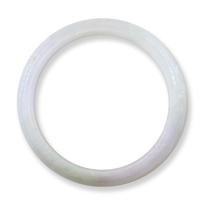 Lavender Jadeite Jade Carved Half Round Bangle 55.8MM | UPC #407688