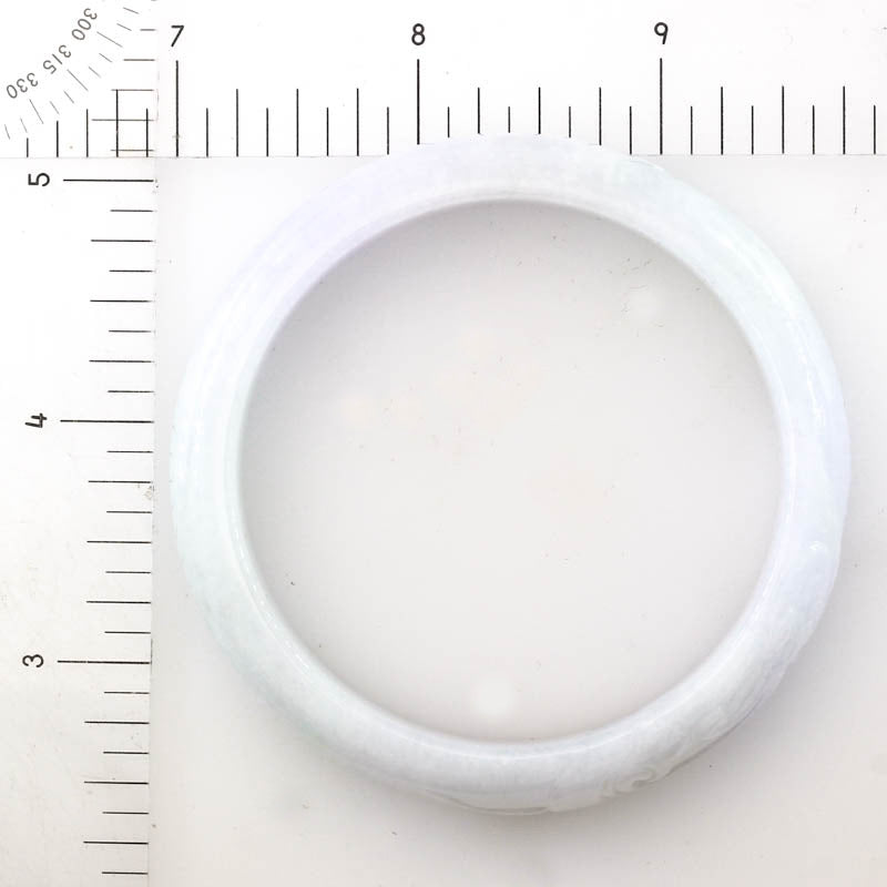 Lavender Jadeite Jade Carved Half Round Bangle 55.8MM | UPC #407688