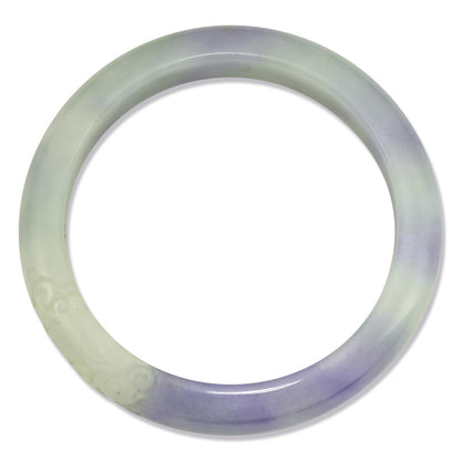 Lavender Jadeite Jade Carved Half Round Bangle 60.8mm| UPC #372511