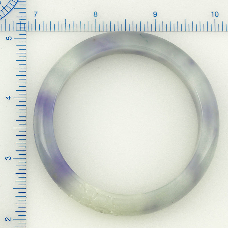 Lavender Jadeite Jade Carved Half Round Bangle 60.8mm| UPC #372511