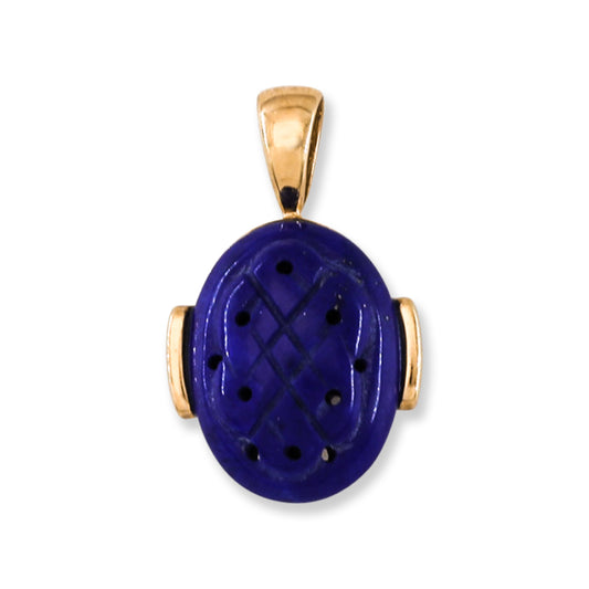 Genuine Lapis Lazuli Pendant in 14K Yellow Gold with Endless Knot Etching | UPC #223202