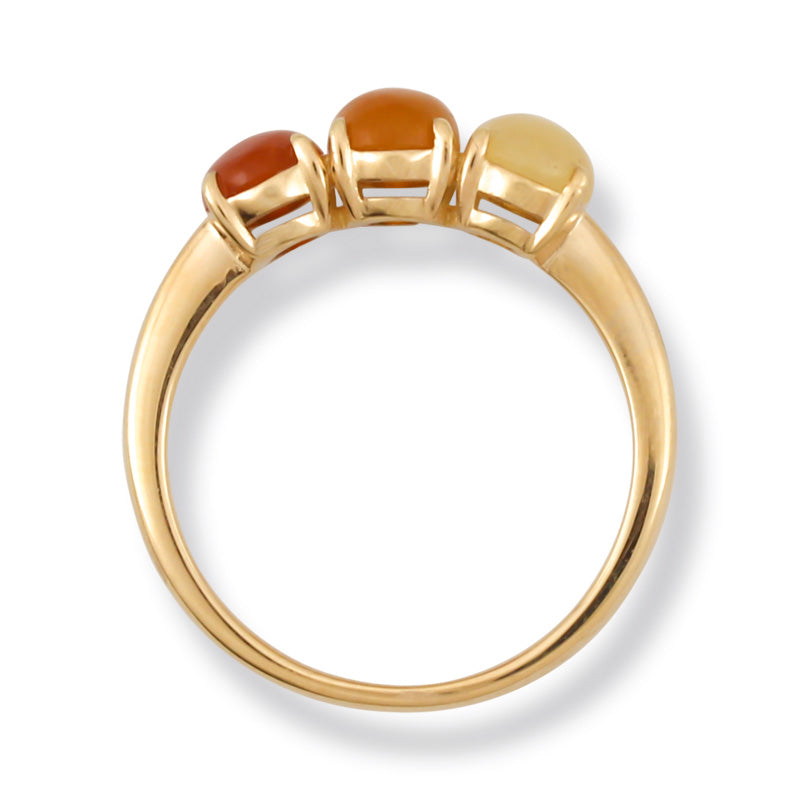 14K YELLOW GOLD RED & YELLOW JADEITE JADE BAND RING UPC #375642