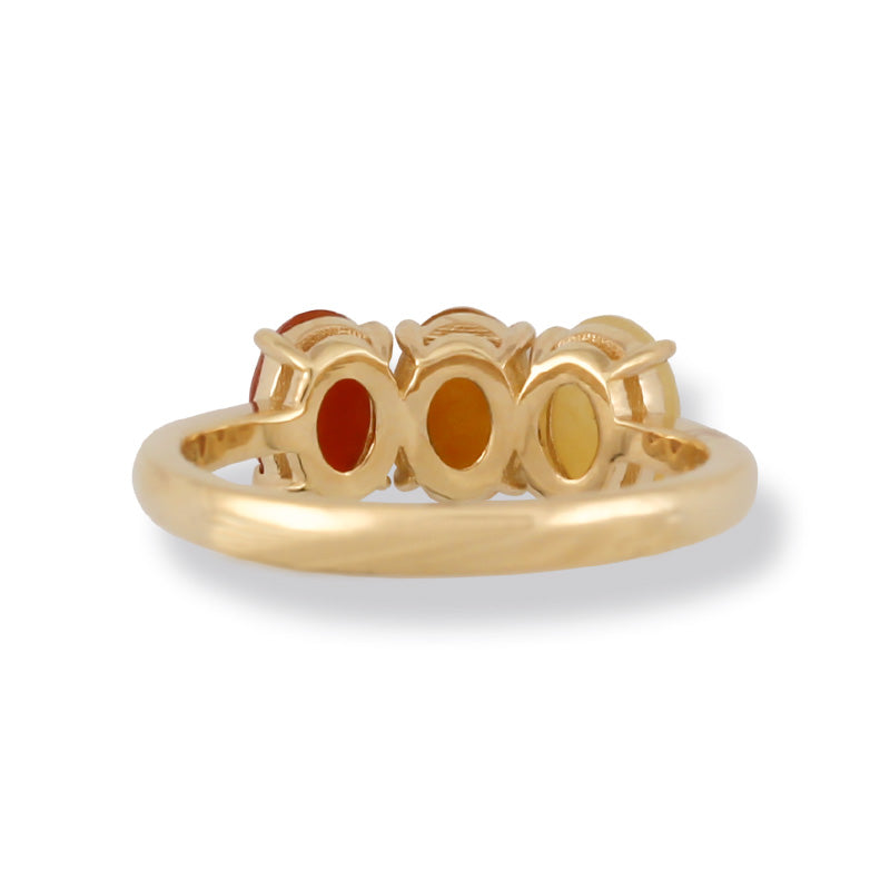 14K YELLOW GOLD RED & YELLOW JADEITE JADE BAND RING UPC #375642